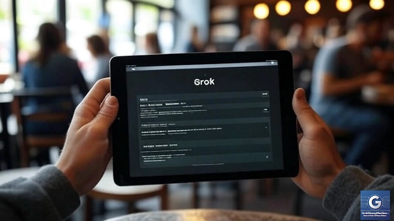 Free Grok 3 interface on tablet for side hustle monetization