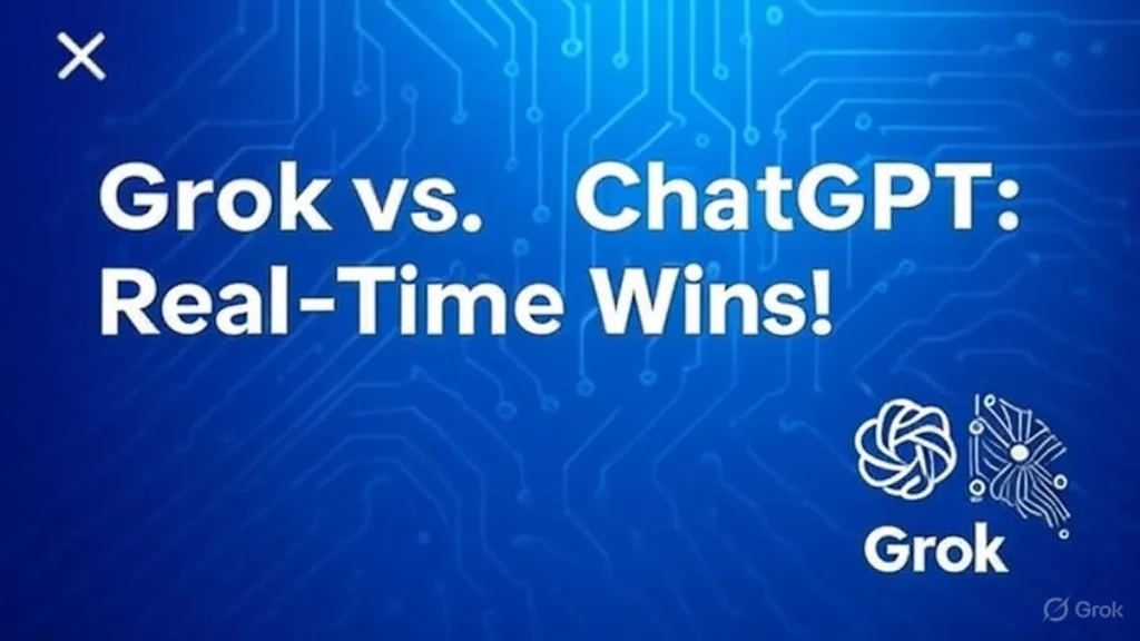 Grok AI real-time content creation banner comparing Grok vs ChatGPT