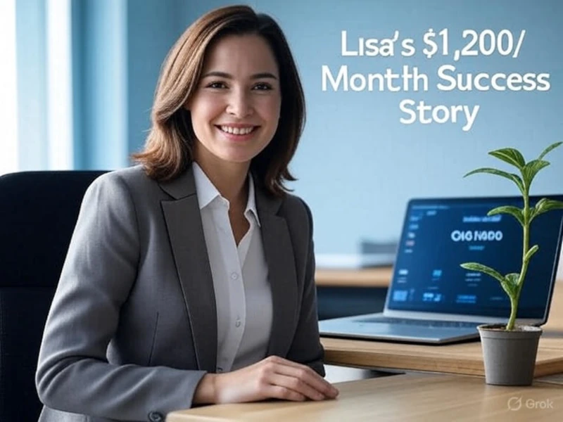 Illustration of a success story with Grok AI on screen and growing money, demonstrating ways to make money with Grok AI.